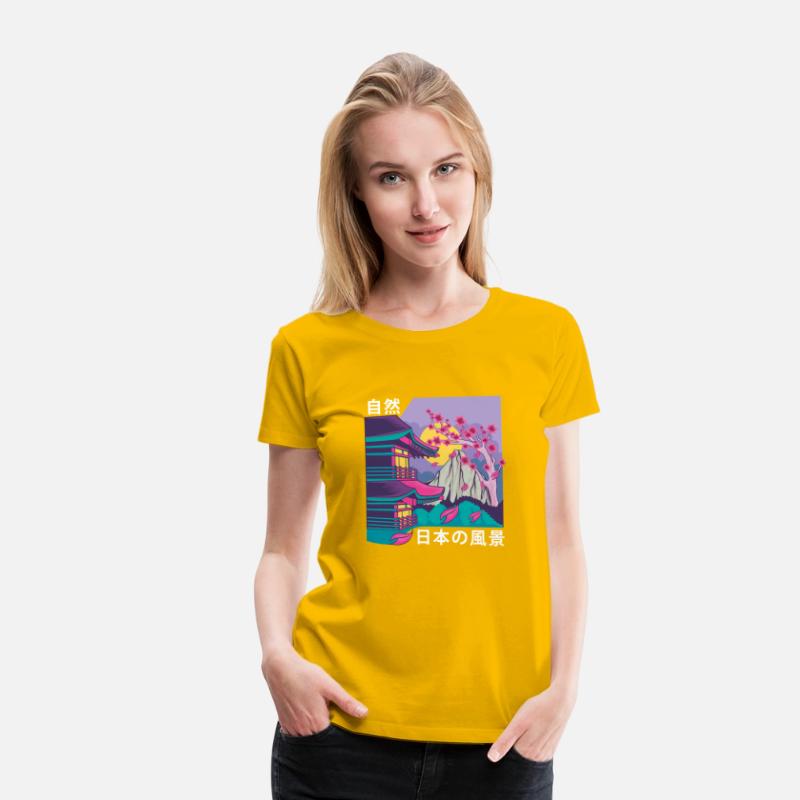 Japanese Landscape Cherry Blossoms Mountain