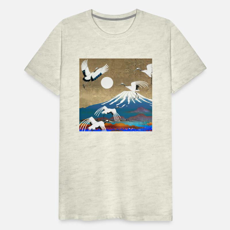 Japanese Ukiyo-E Mount Fuji Crane