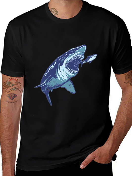 Shark Attack Graphic Tee - Mens Black T-Shirt
