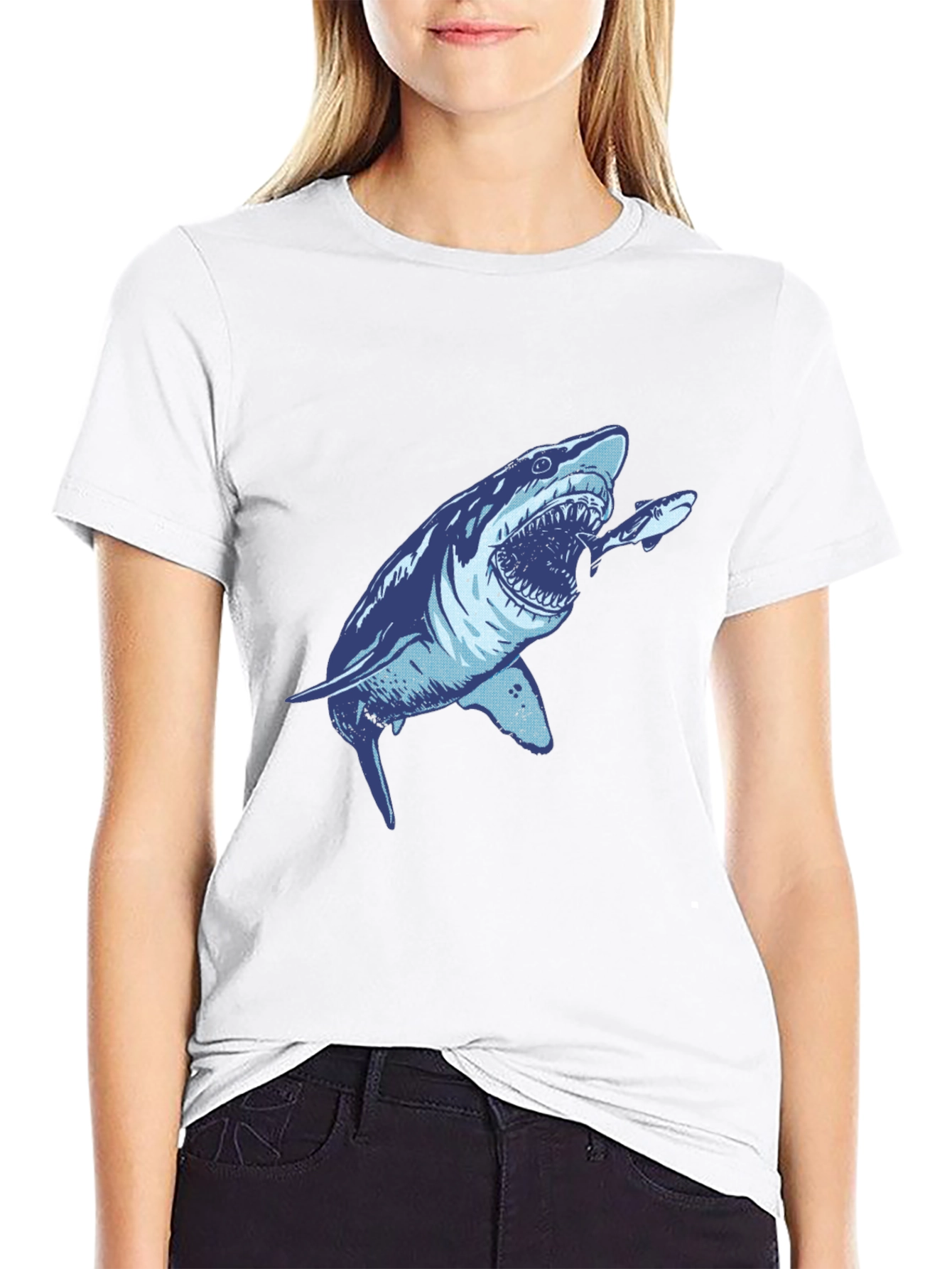 Shark Attack Graphic Tee - Mens Black T-Shirt