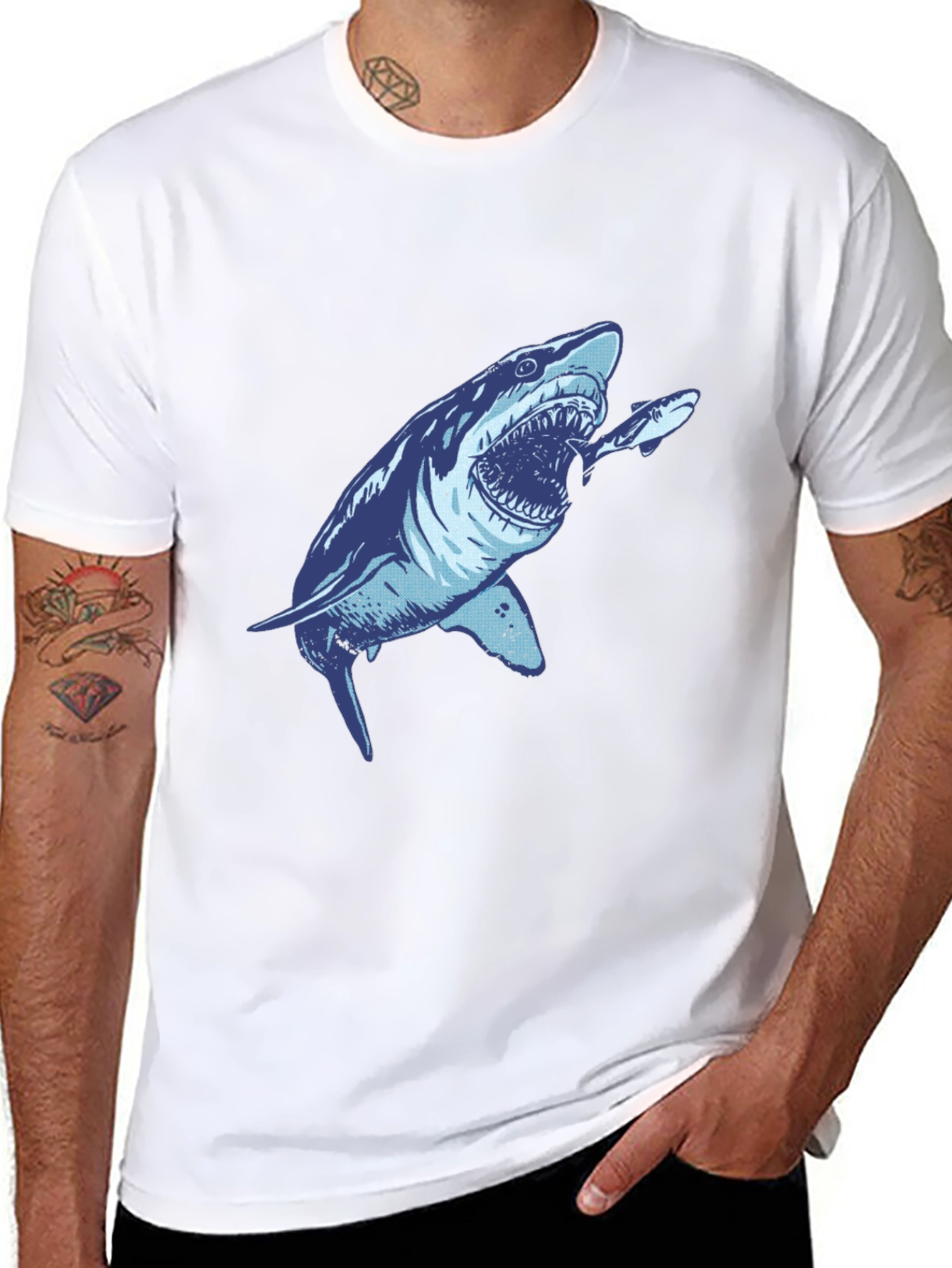 Shark Attack Graphic Tee - Mens Black T-Shirt