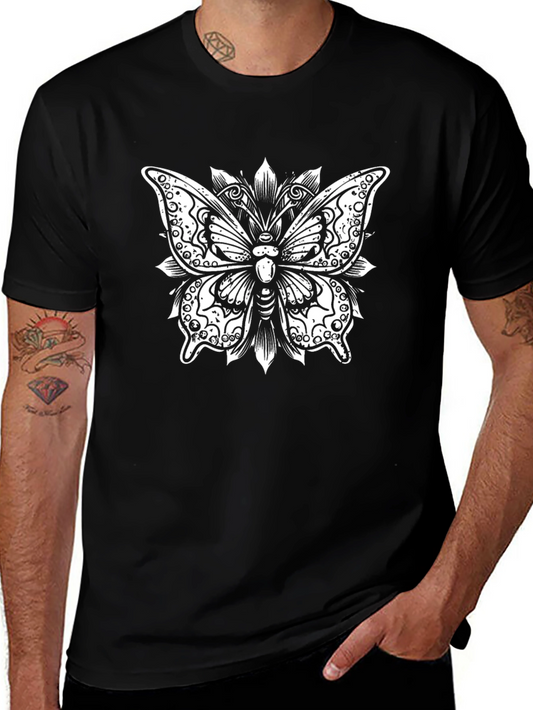 Butterfly Graphic Tee - Black Cotton Blend