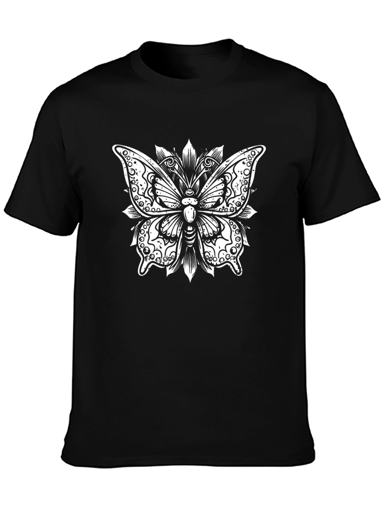 Butterfly Graphic Tee - Black Cotton Blend