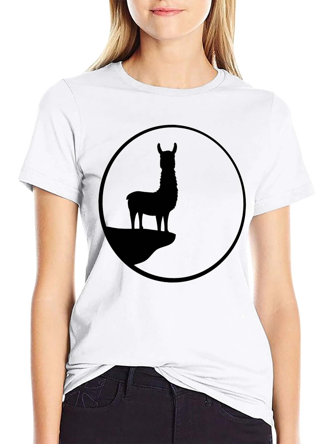 Llama Silhouette Graphic Tee - Black Cotton Blend