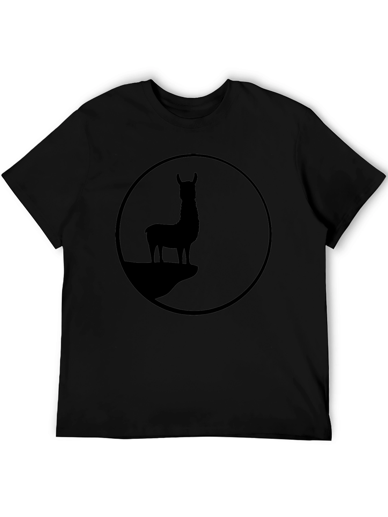Llama Silhouette Graphic Tee - Black Cotton Blend