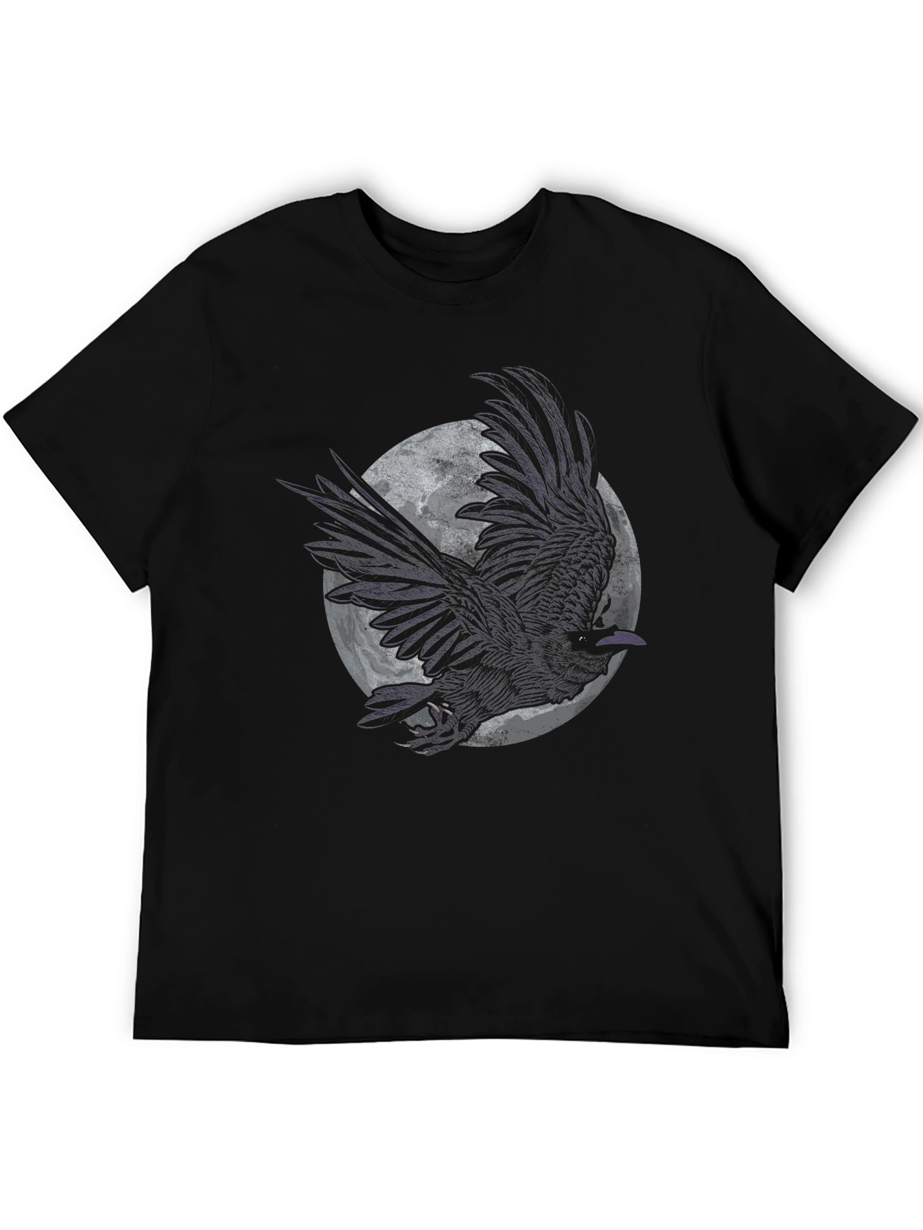 Raven Moon Graphic Tee - Black Cotton T-Shirt