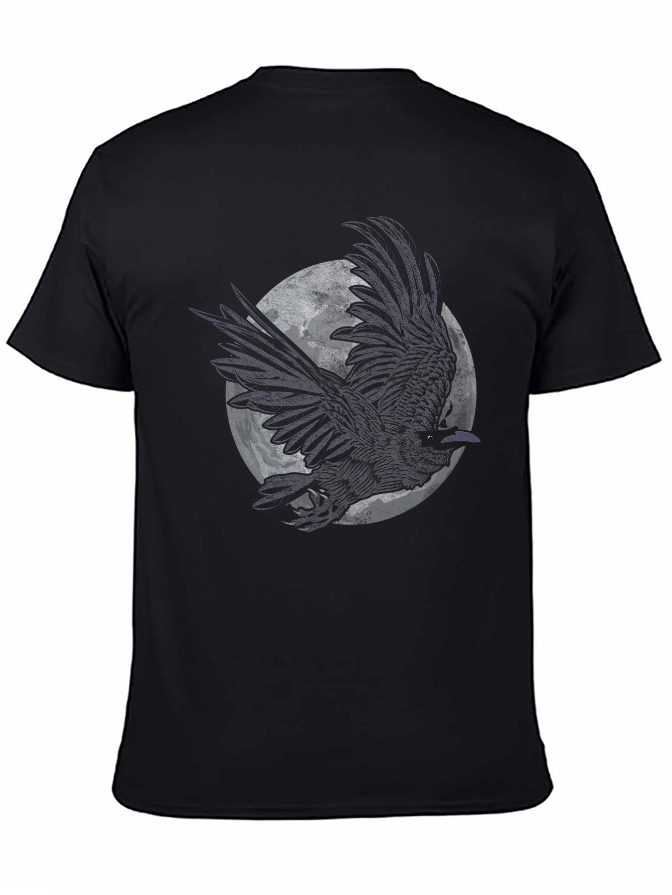 Raven Moon Graphic Tee - Black Cotton T-Shirt