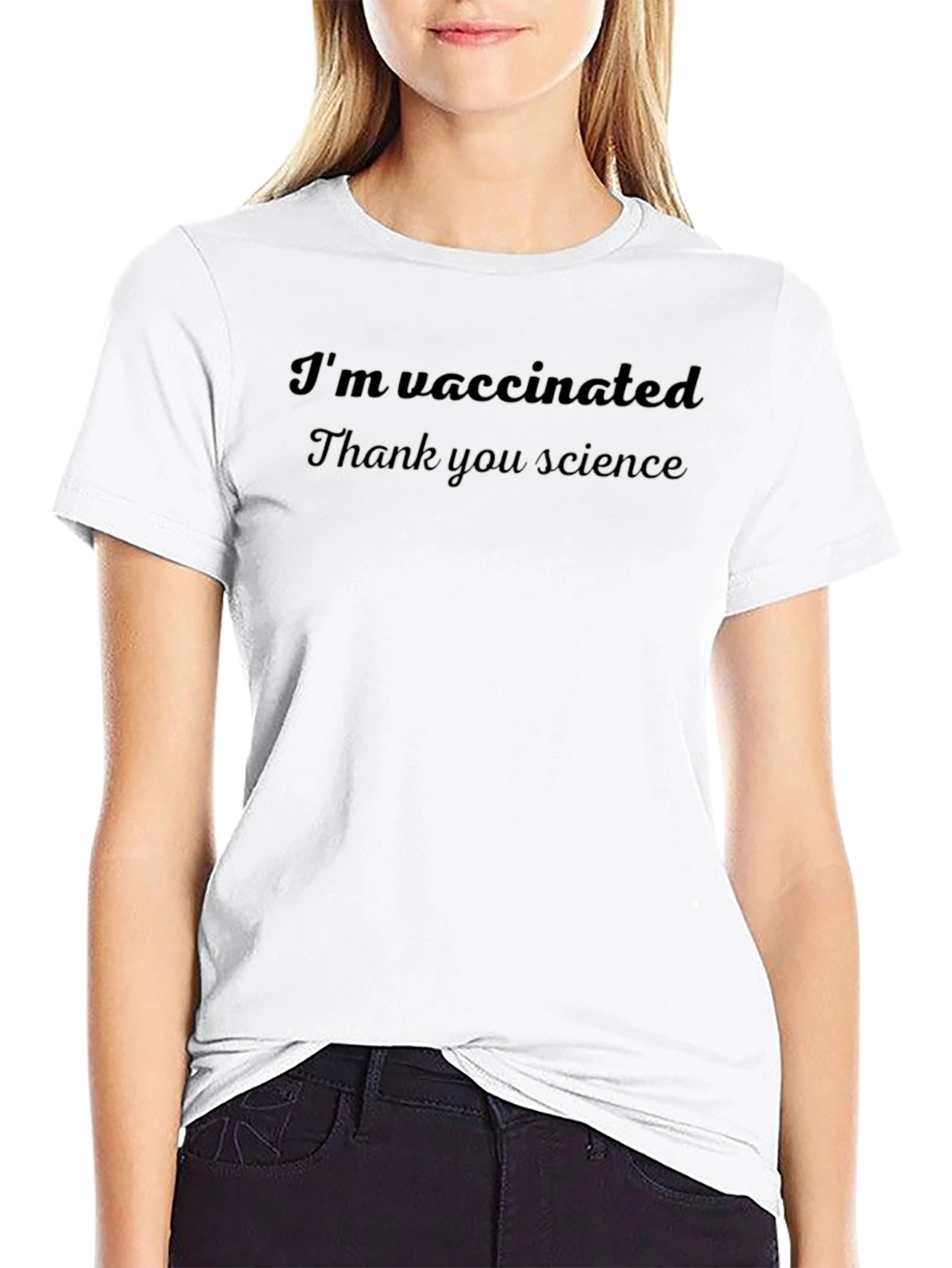 Vaccinated Thank You Science Black T-Shirt