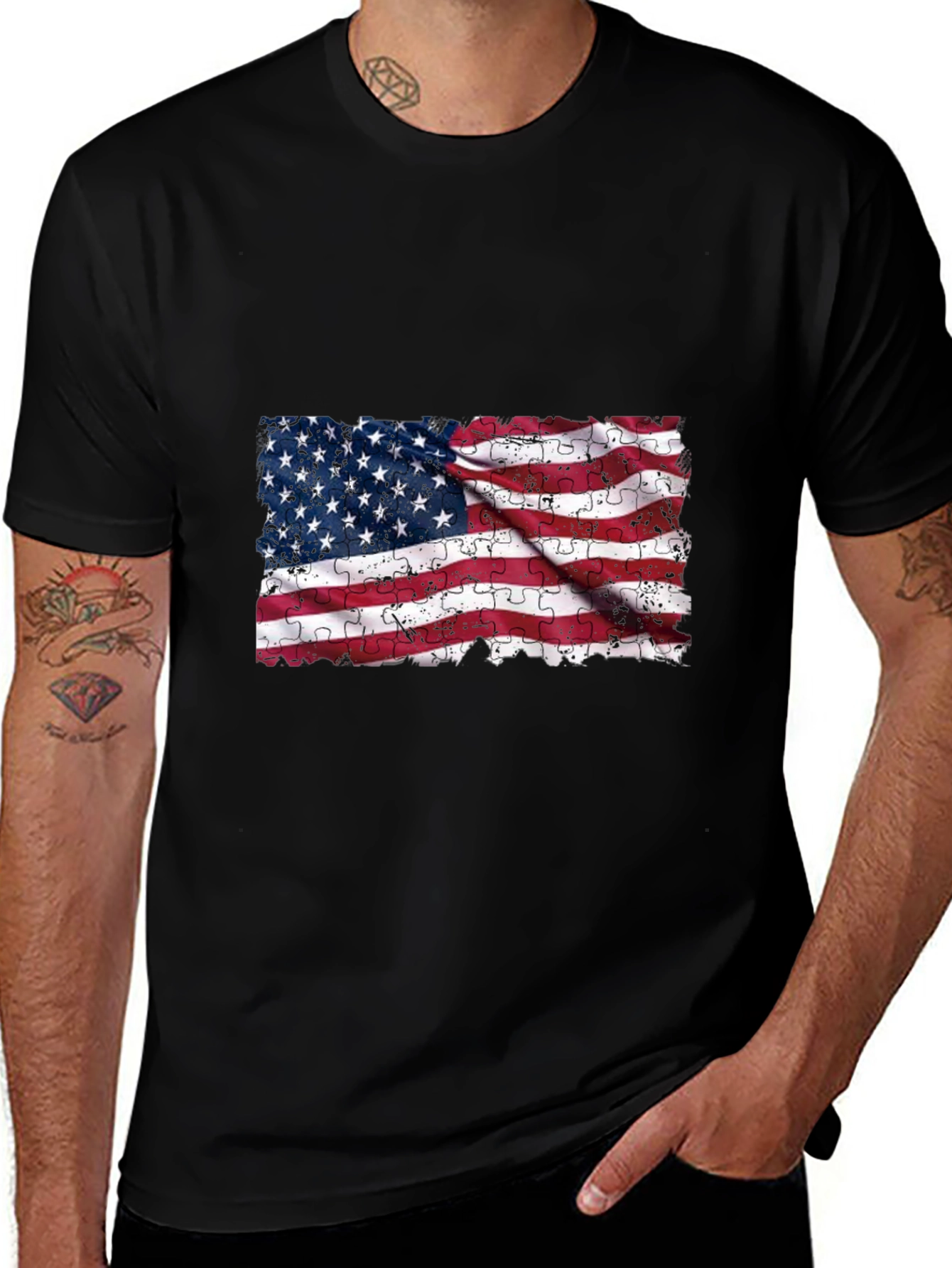 American Flag Puzzle T-Shirt