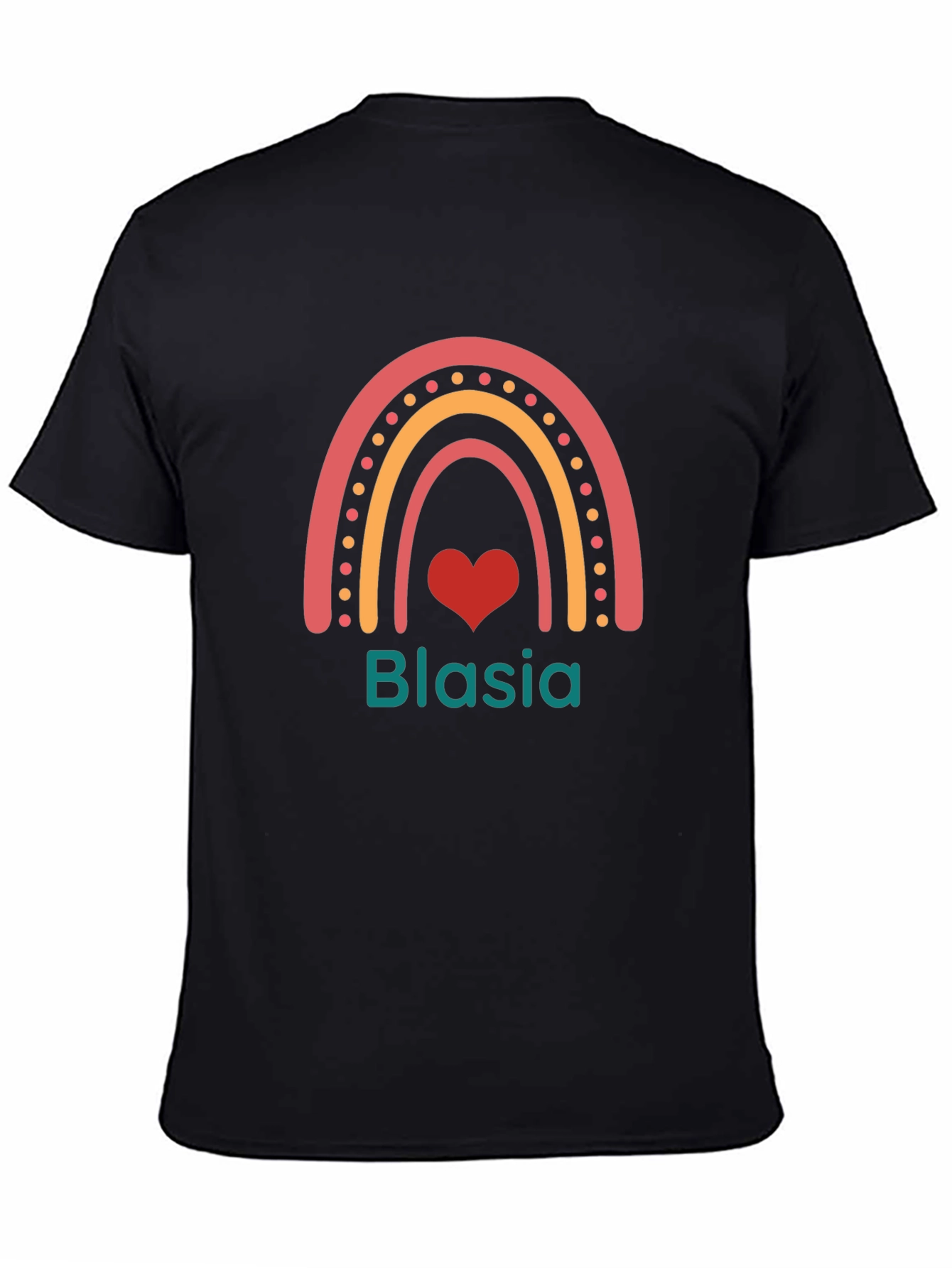 Blasia Rainbow Heart Black T-Shirt