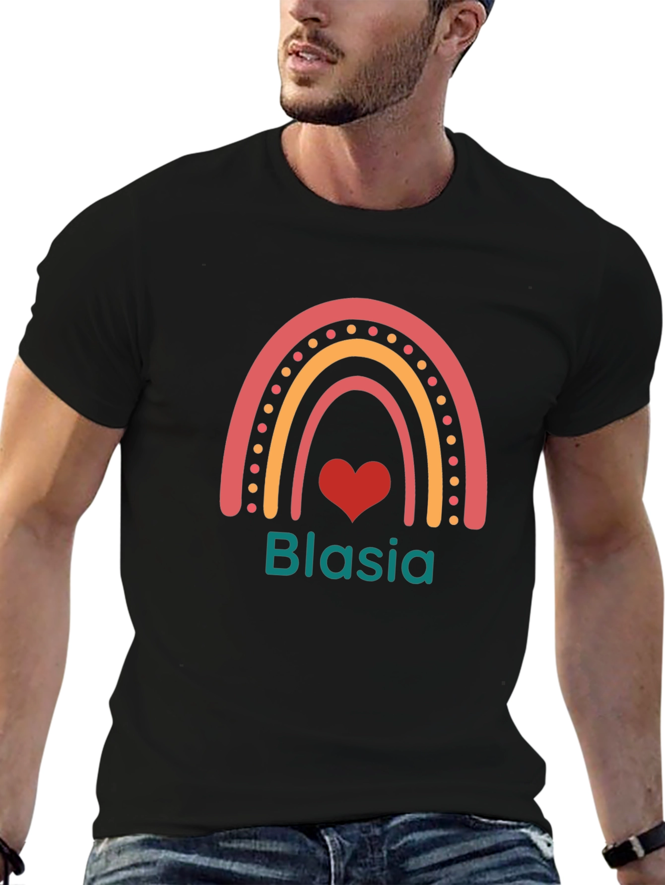 Blasia Rainbow Heart Black T-Shirt