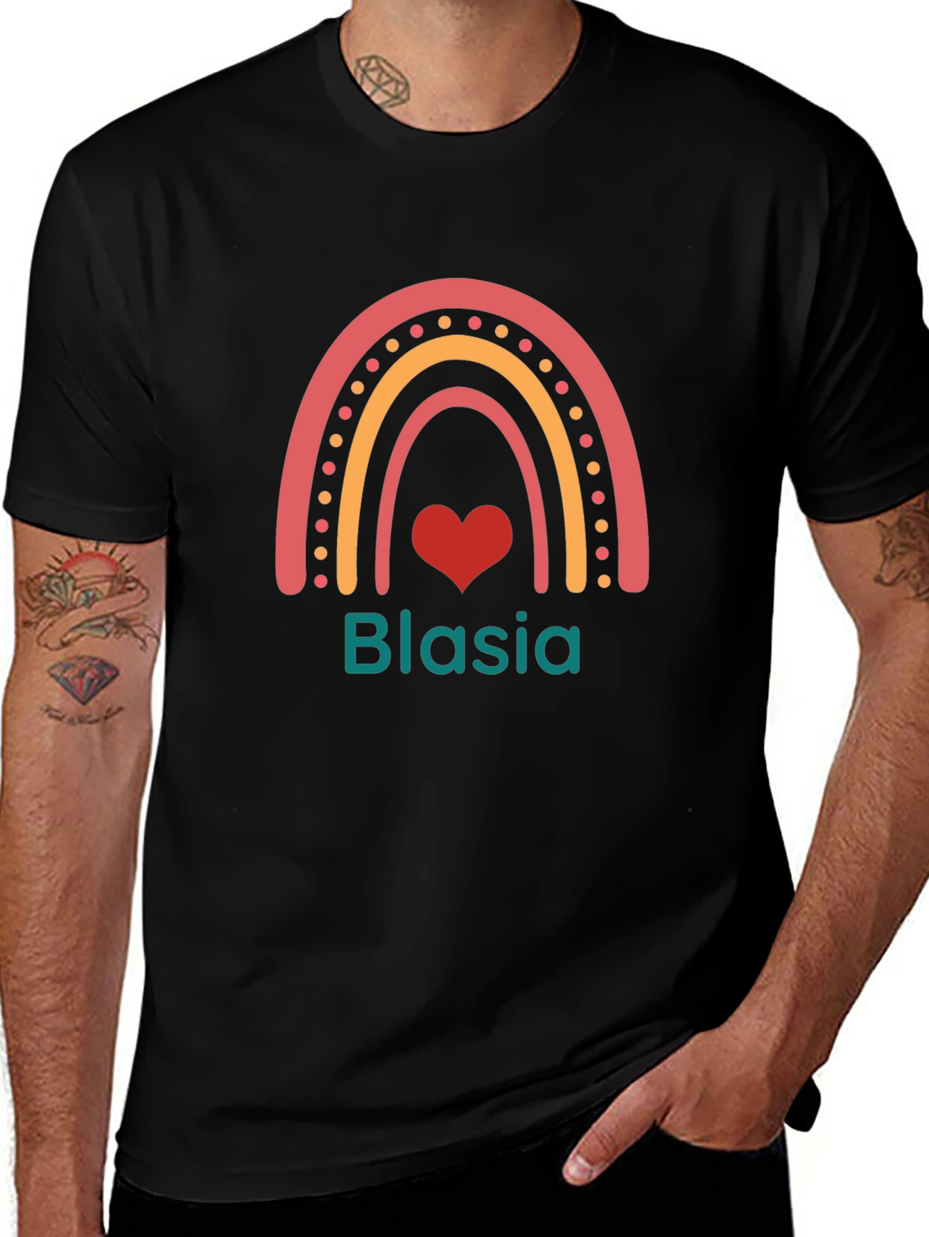 Blasia Rainbow Heart Black T-Shirt