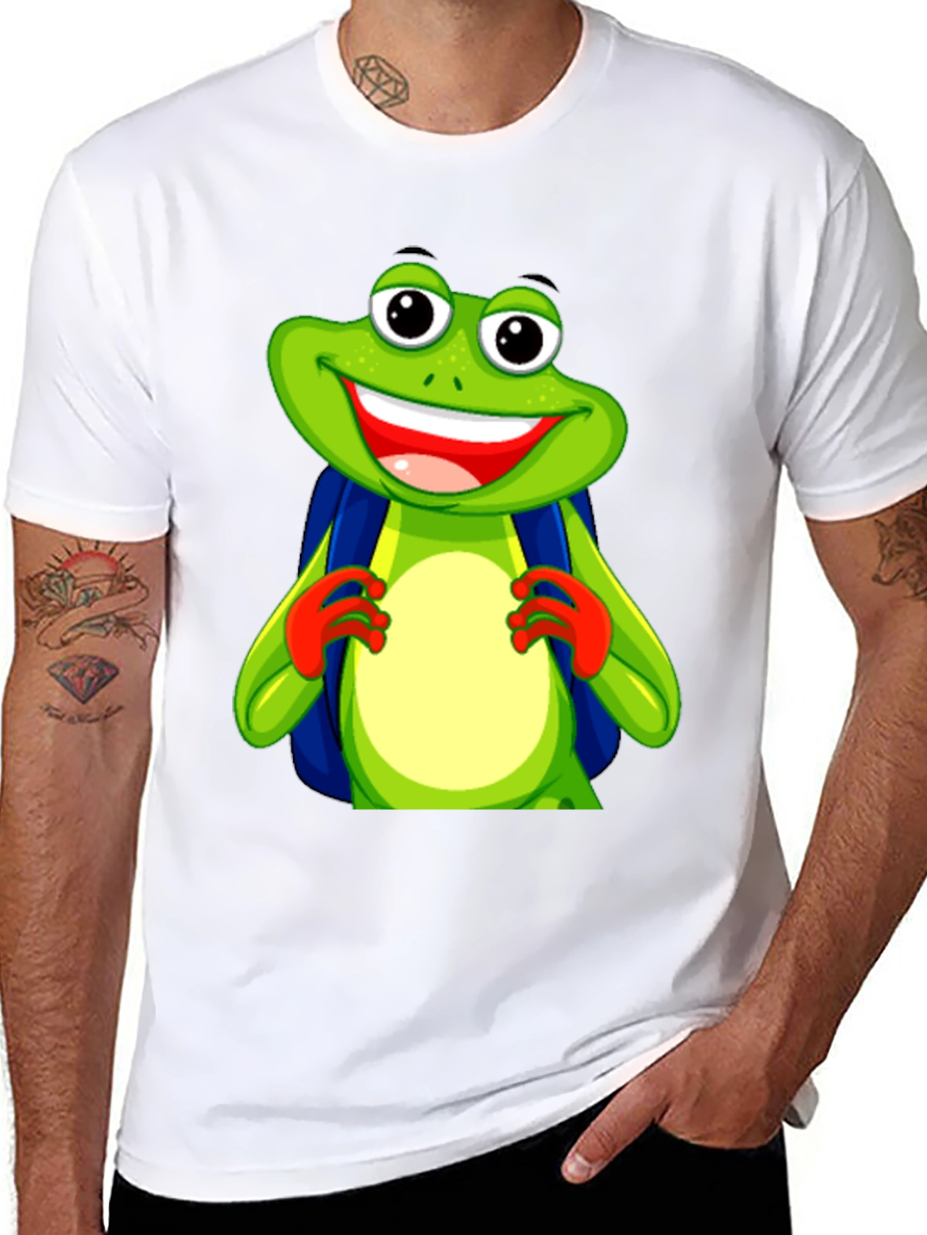 Frog with Backpack Graphic T-Shirt