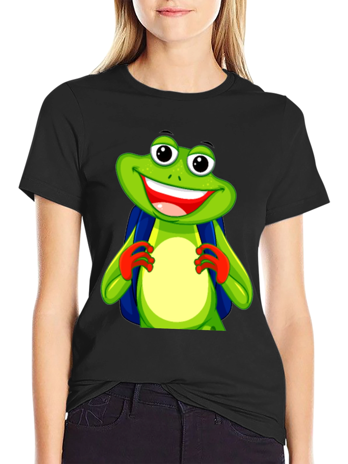 Frog with Backpack Graphic T-Shirt