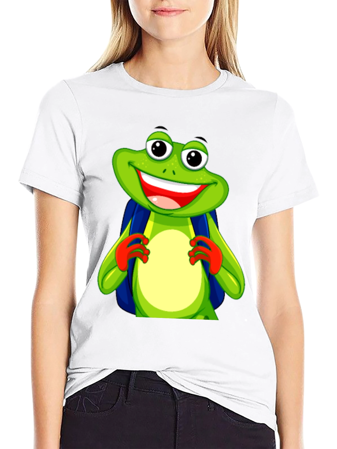 Frog with Backpack Graphic T-Shirt