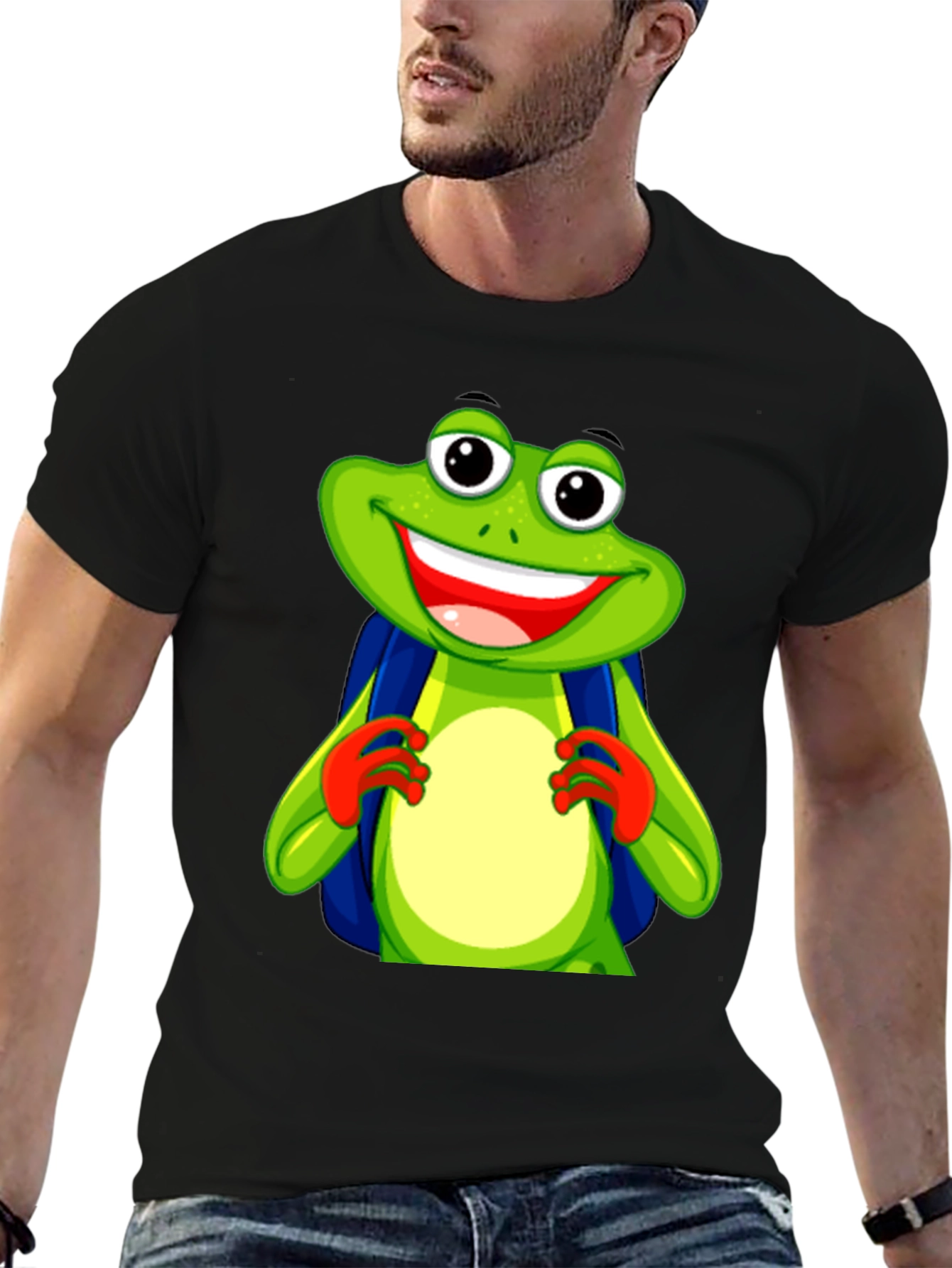 Frog with Backpack Graphic T-Shirt