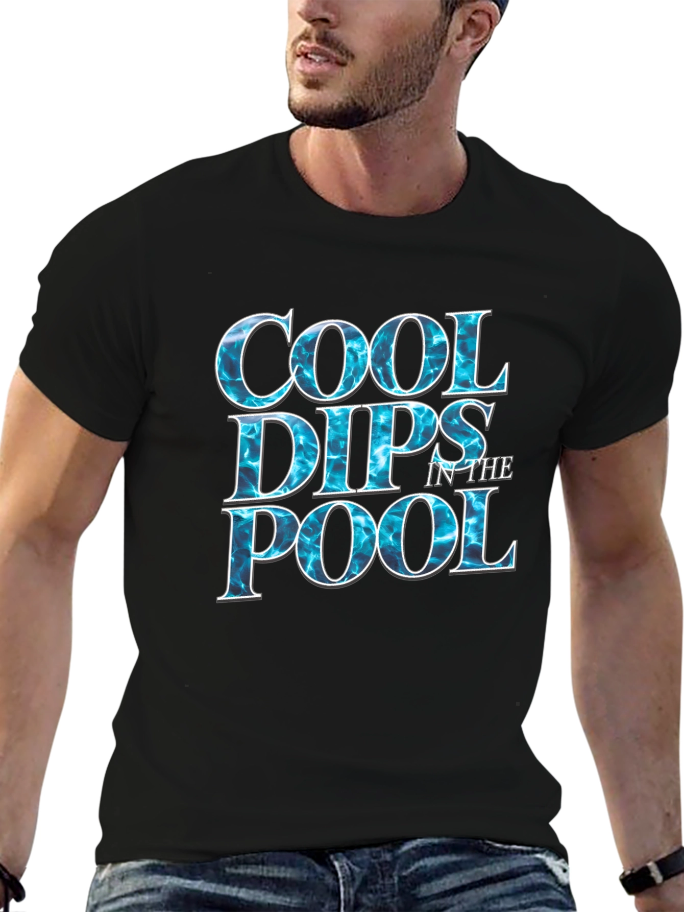 Cool Dips in the Pool Black Graphic T-Shirt