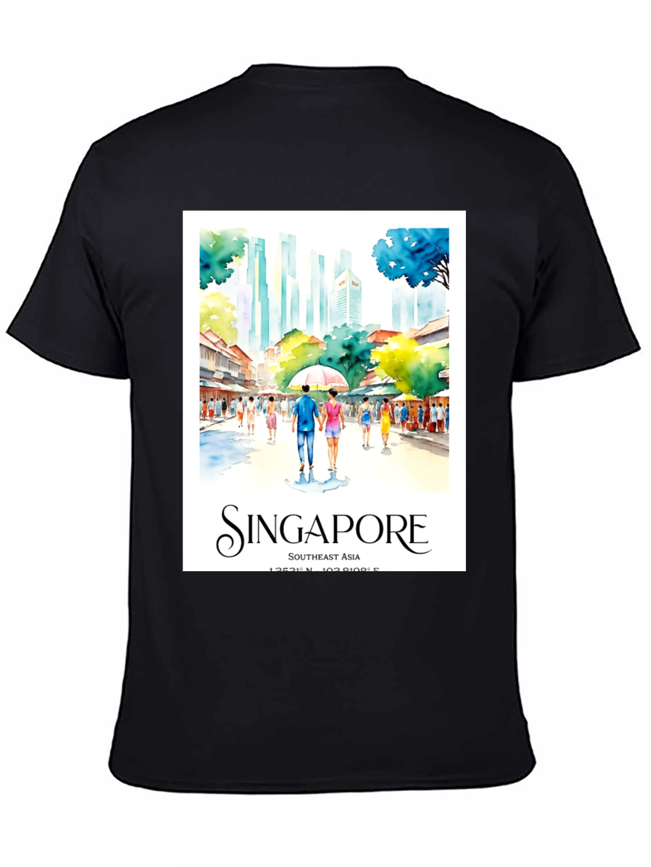 Singapore Art Print Black T-Shirt