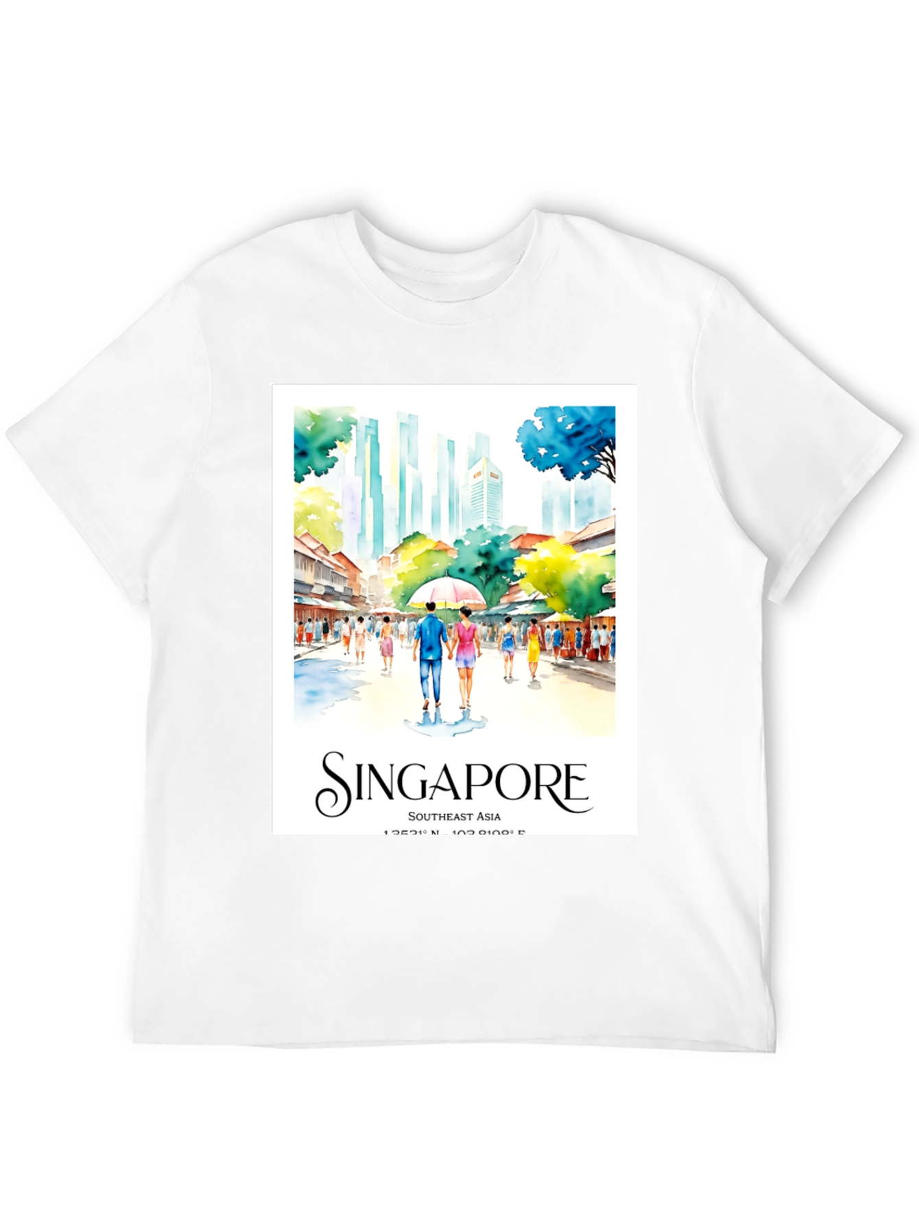 Singapore Art Print Black T-Shirt