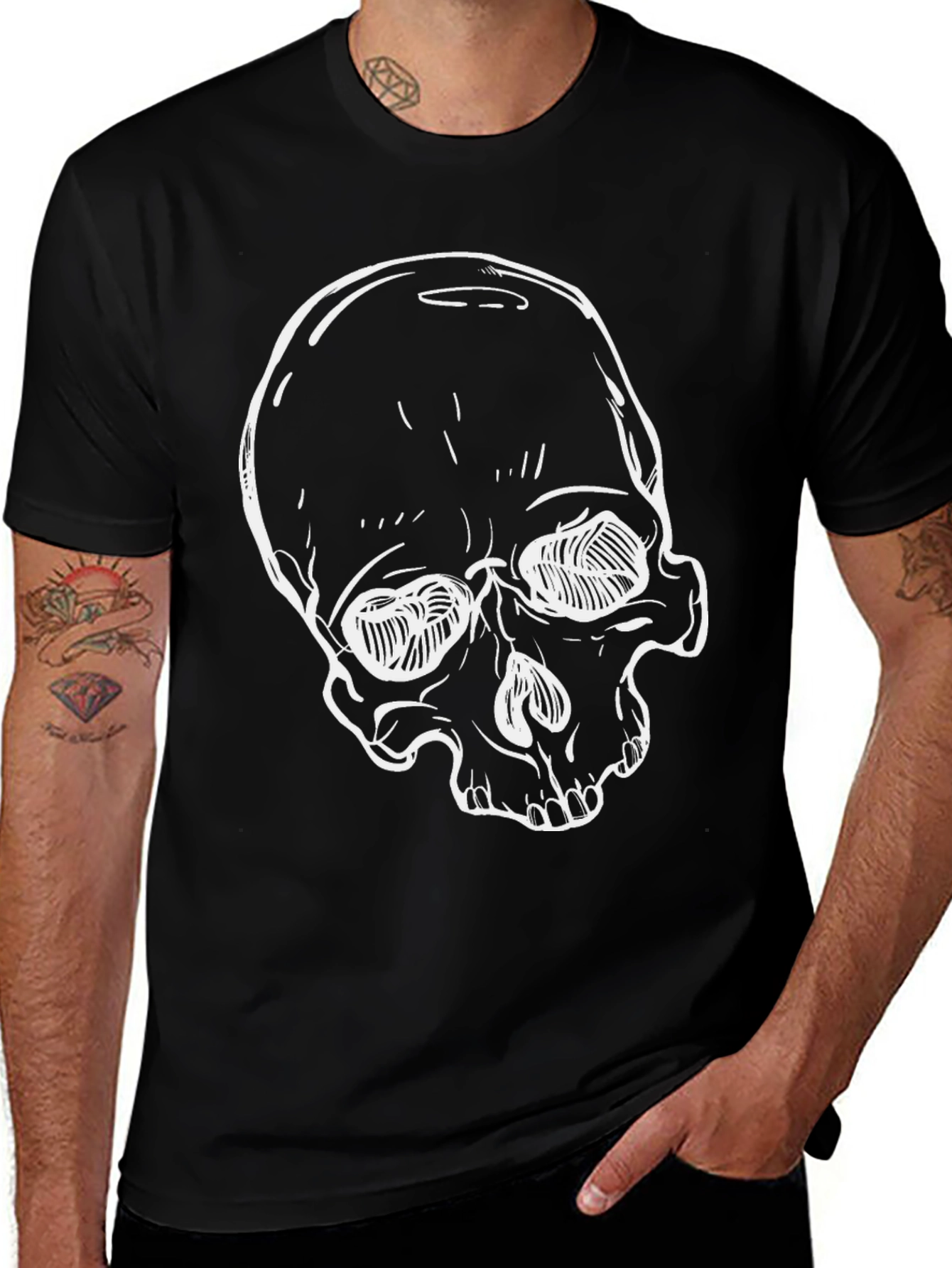 Skull Graphic Black T-Shirt - Edgy Streetwear