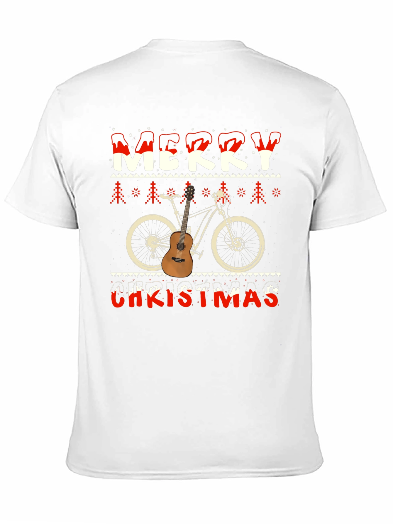 Merry Christmas Bicycle Guitar T-Shirt