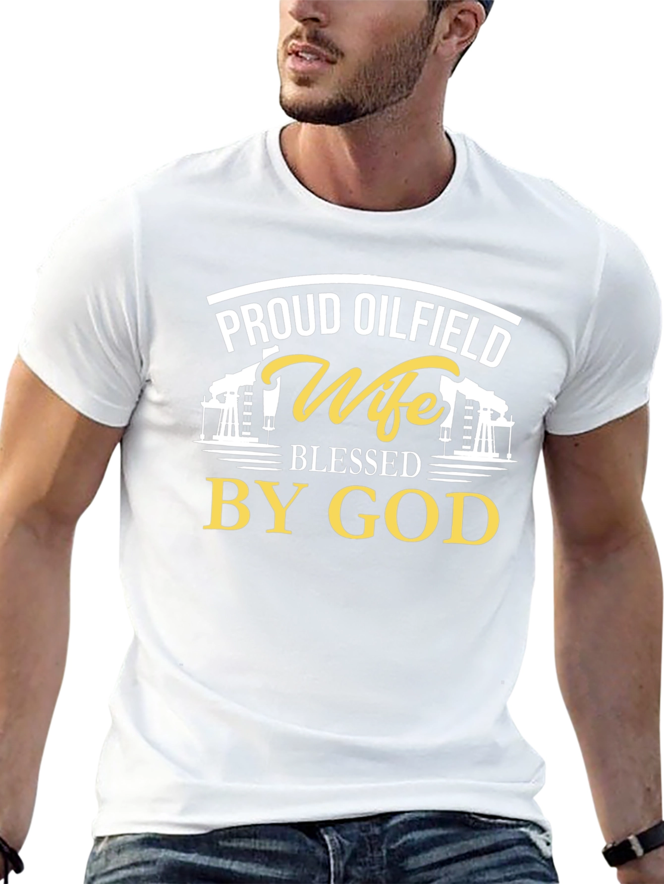 Proud Oilfield Wife Blessed By God Black T-Shirt