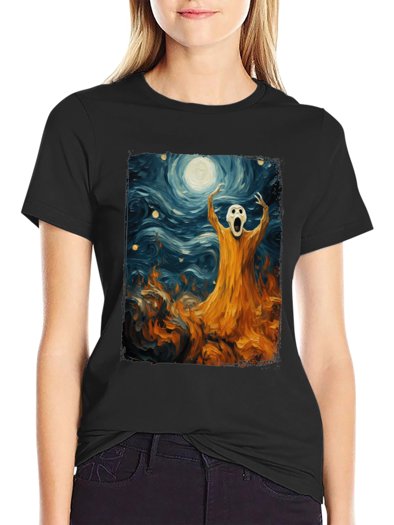 Starry Scream Graphic Tee - Artistic Comfort