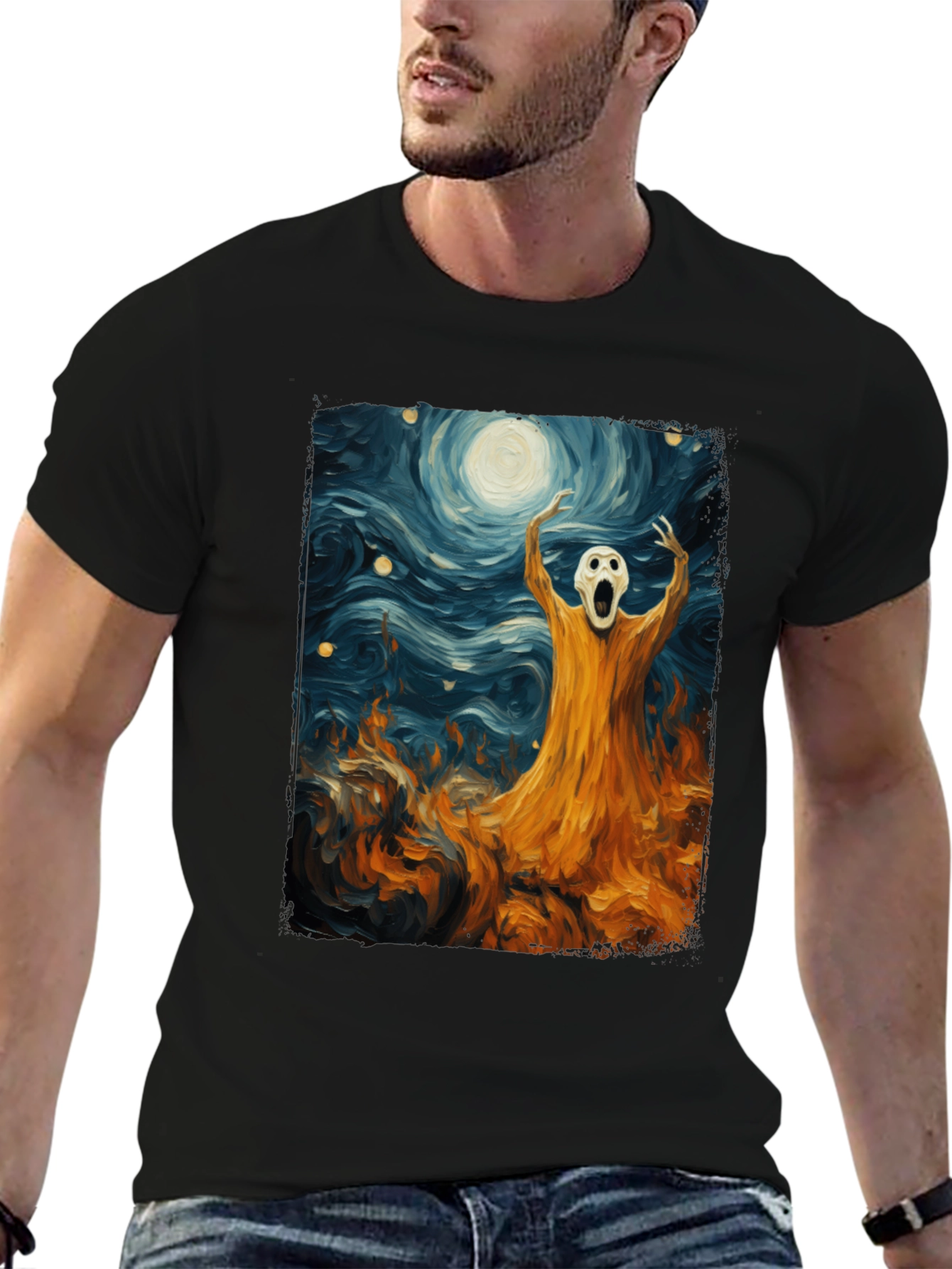 Starry Scream Graphic Tee - Artistic Comfort