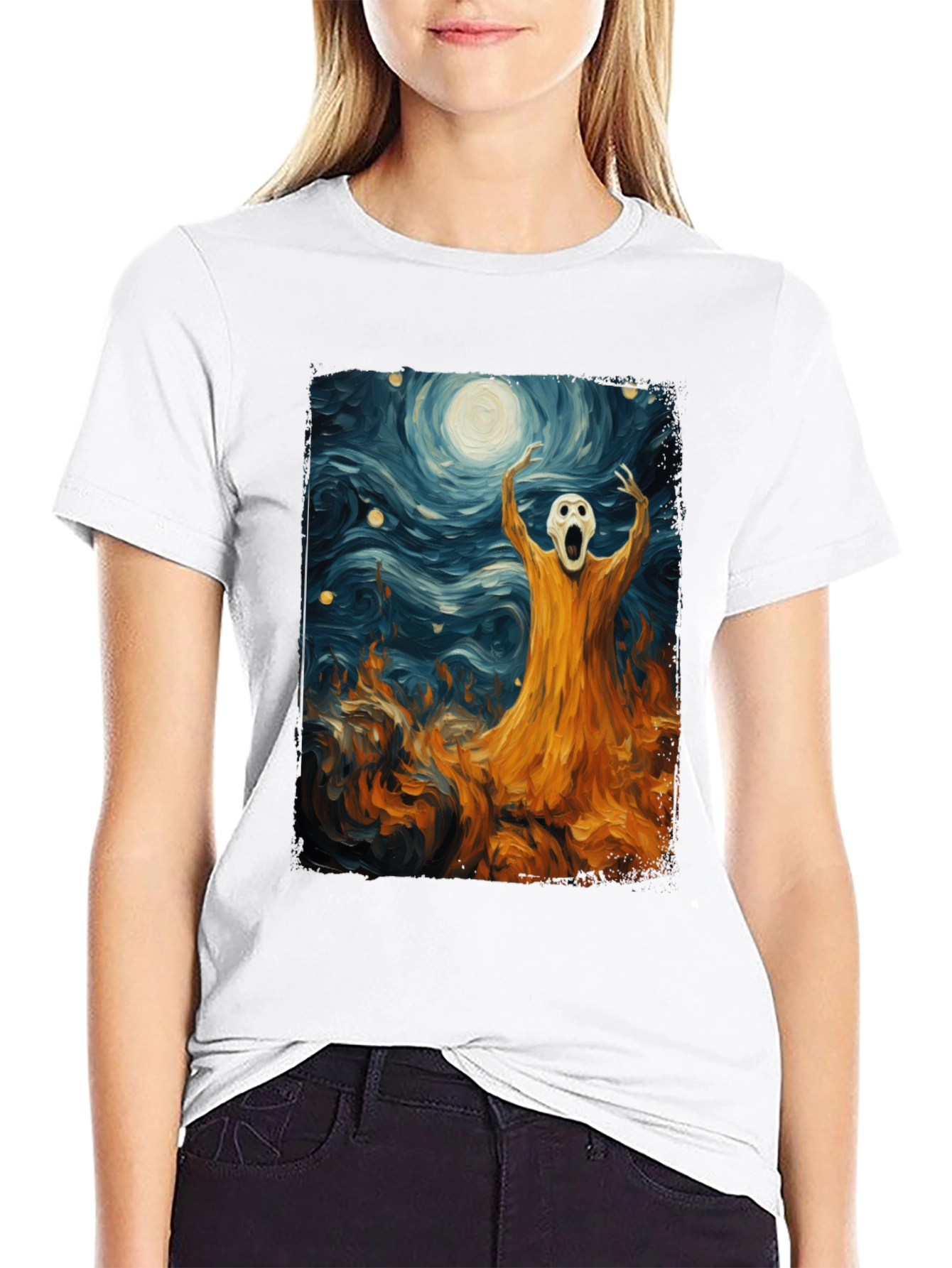 Starry Scream Graphic Tee - Artistic Comfort