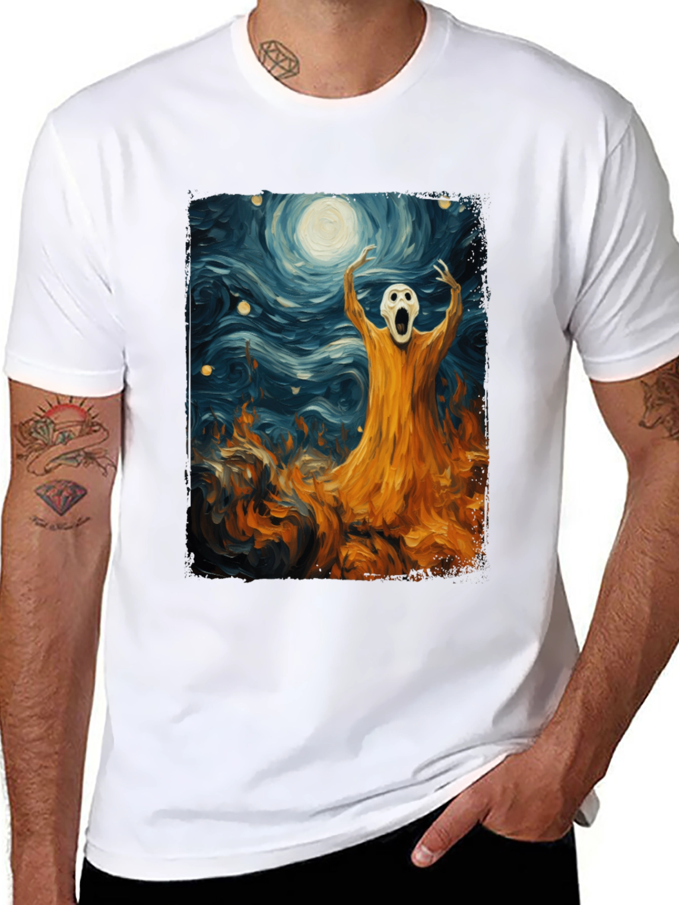 Starry Scream Graphic Tee - Artistic Comfort