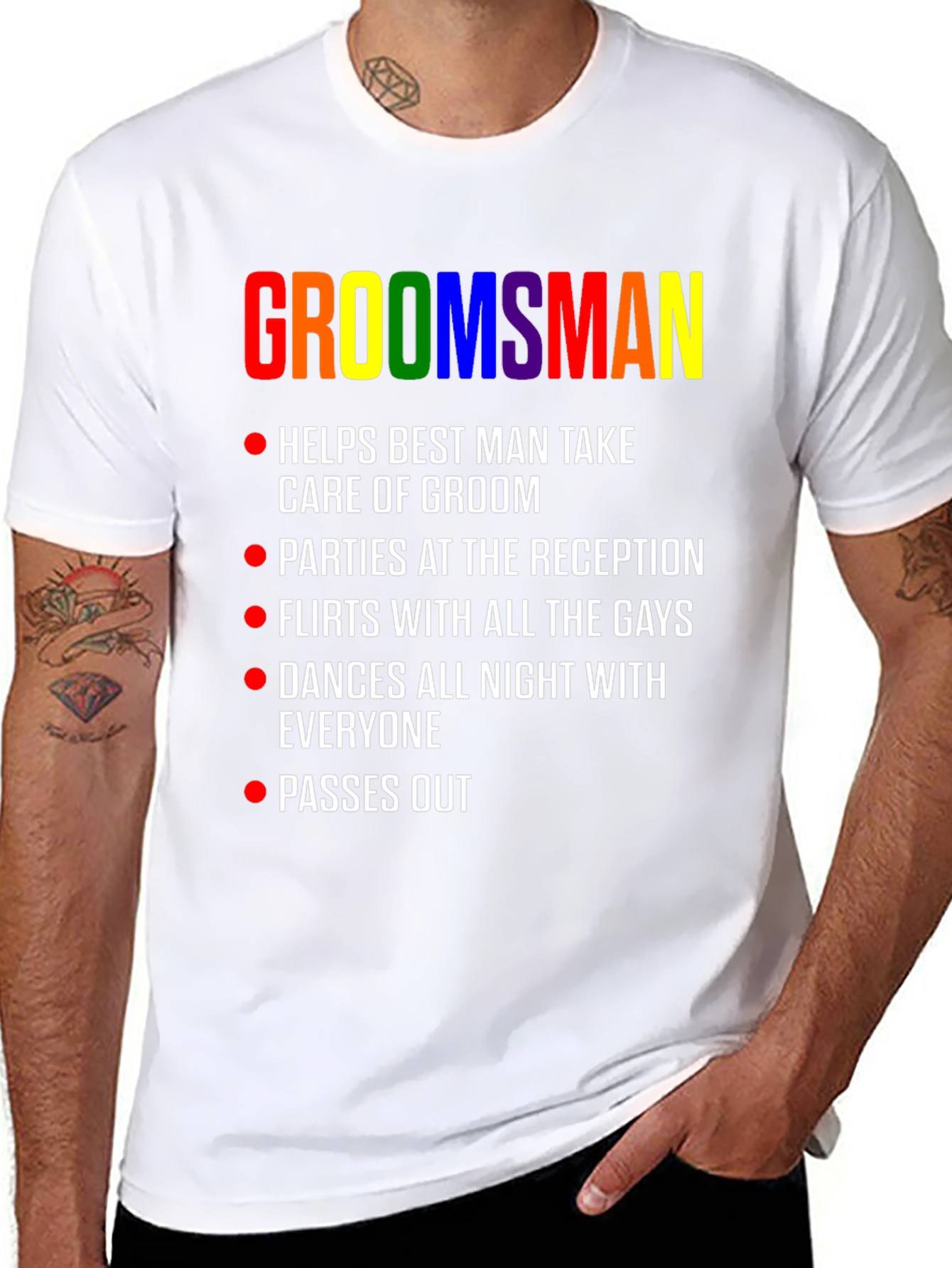 Groomsman Rainbow Pride Wedding Party T-Shirt