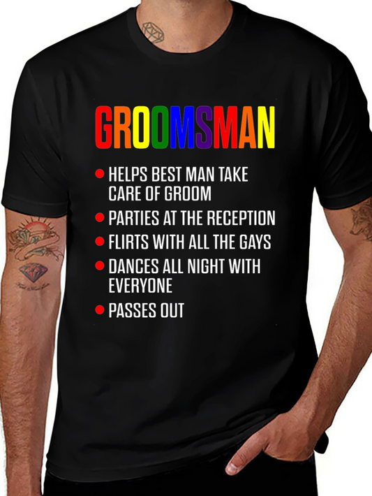 Groomsman Rainbow Pride Wedding Party T-Shirt