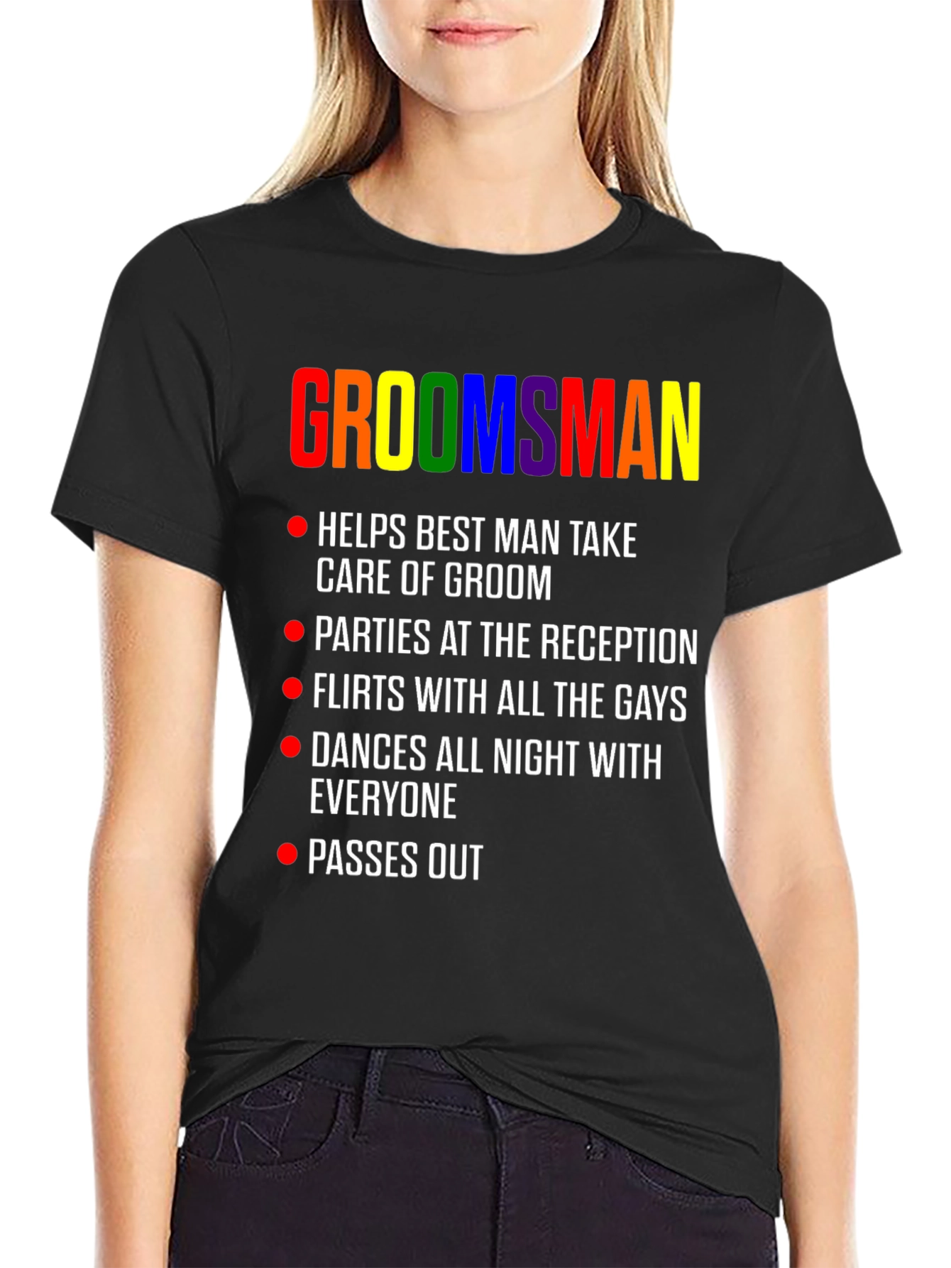 Groomsman Rainbow Pride Wedding Party T-Shirt