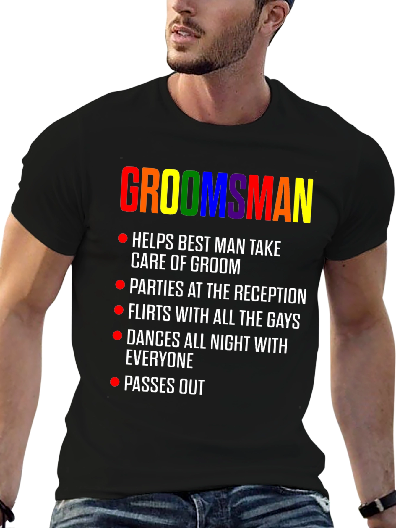 Groomsman Rainbow Pride Wedding Party T-Shirt