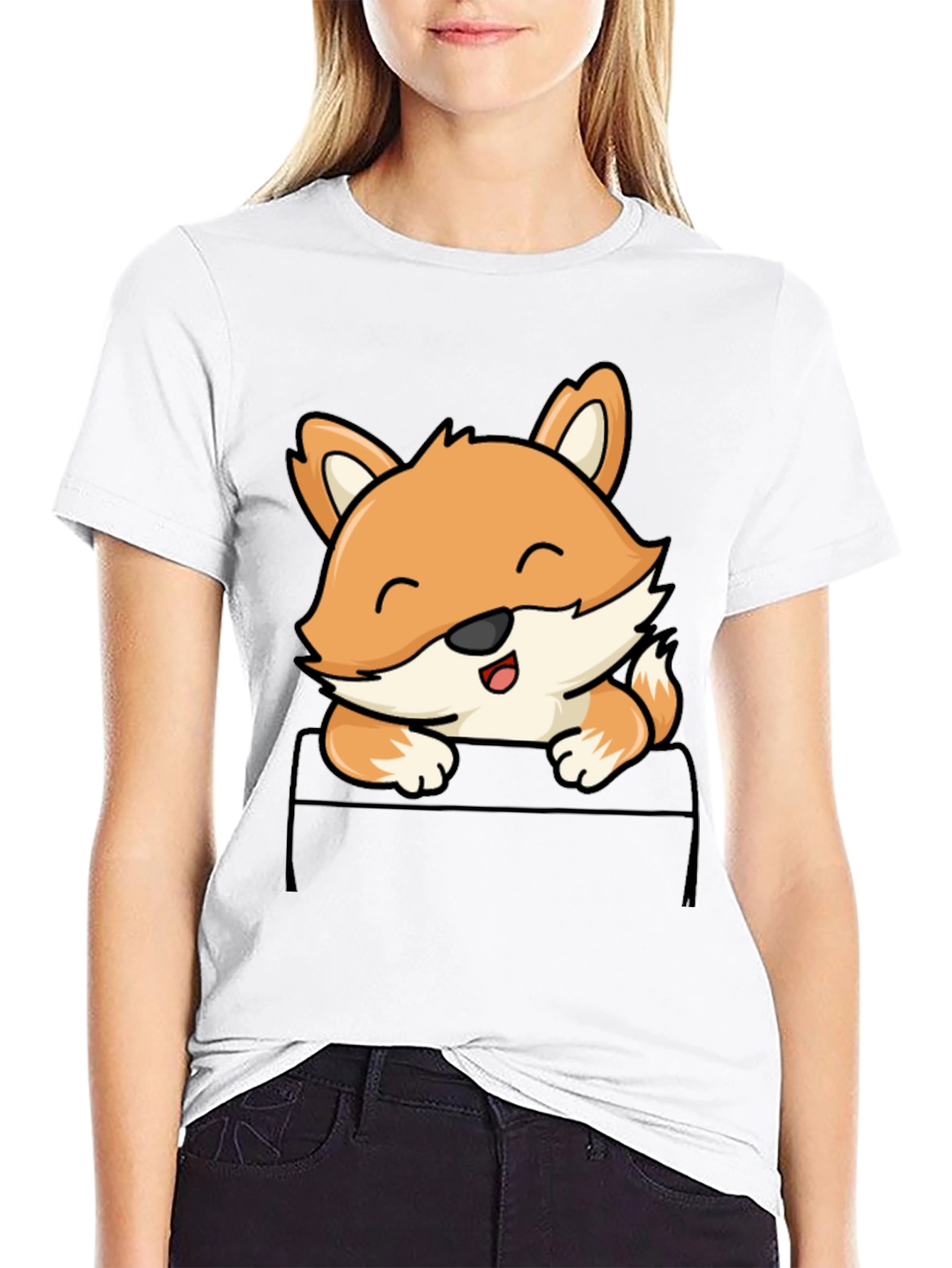 Cute Fox Pocket T-Shirt - Unisex Graphic Tee