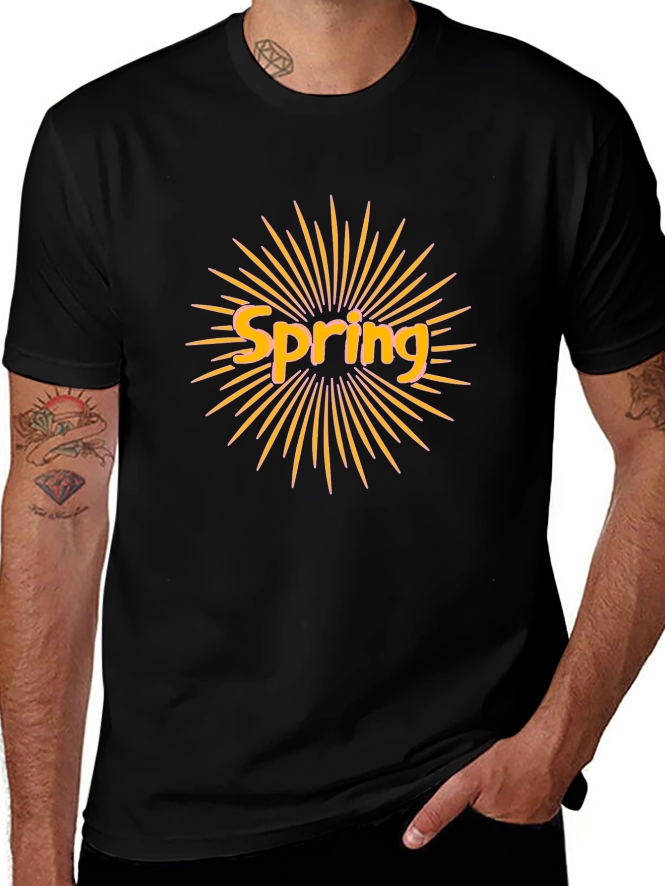 Spring Sunburst Graphic Tee - Stylish Black T-Shirt