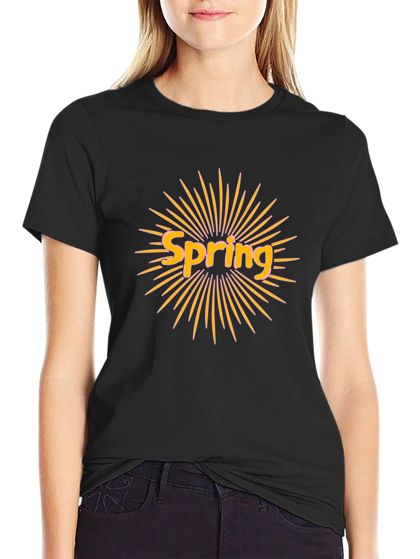Spring Sunburst Graphic Tee - Stylish Black T-Shirt
