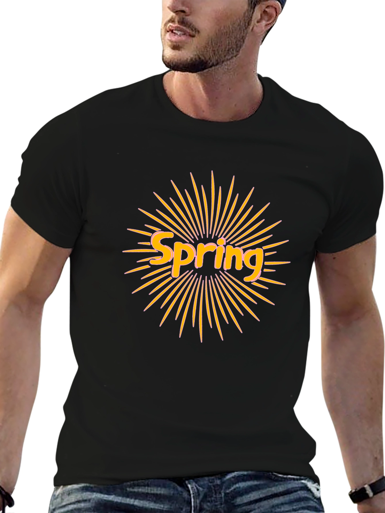 Spring Sunburst Graphic Tee - Stylish Black T-Shirt