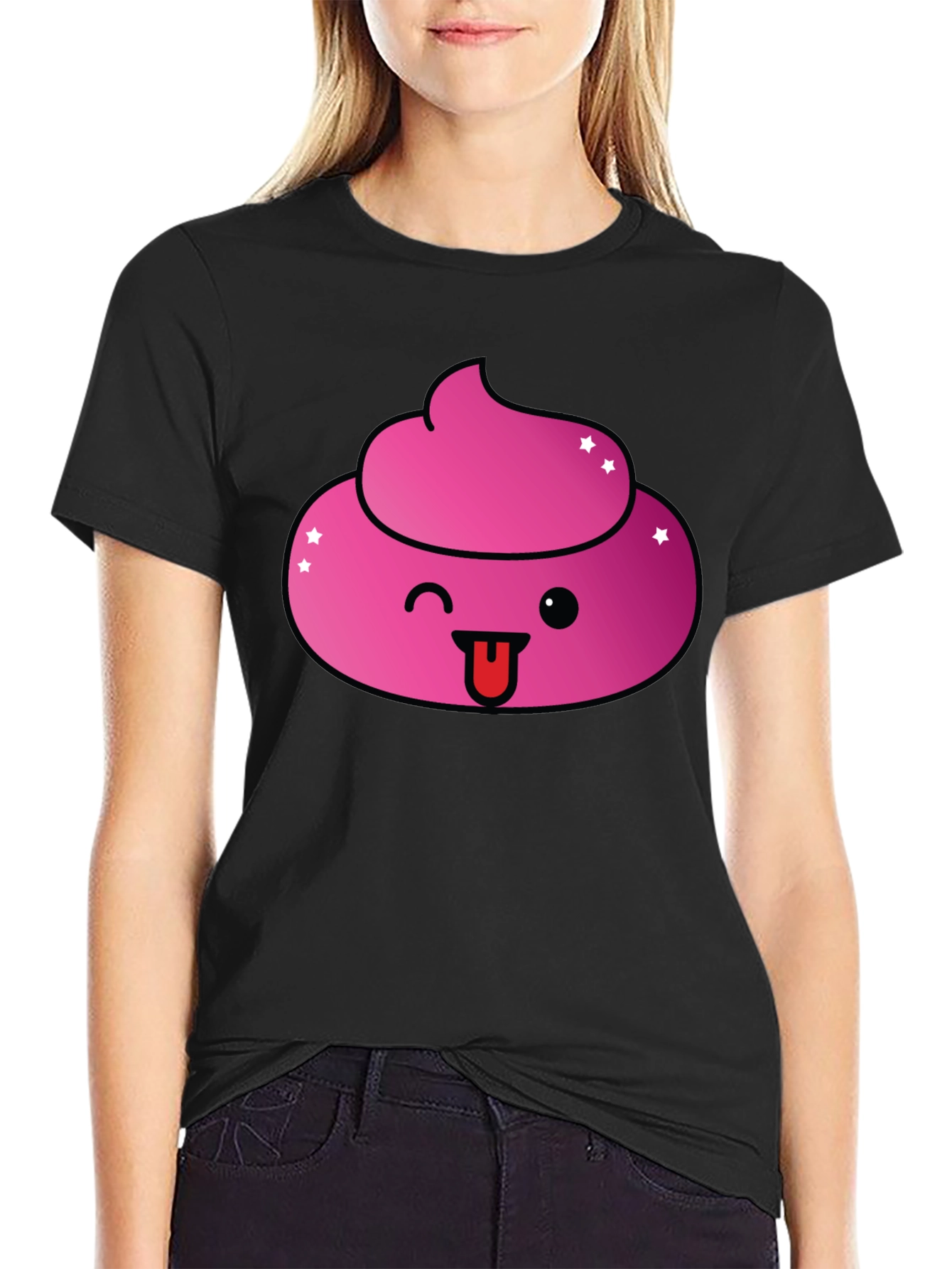Pink Poop Emoji Graphic T-Shirt - Fun & Stylish!