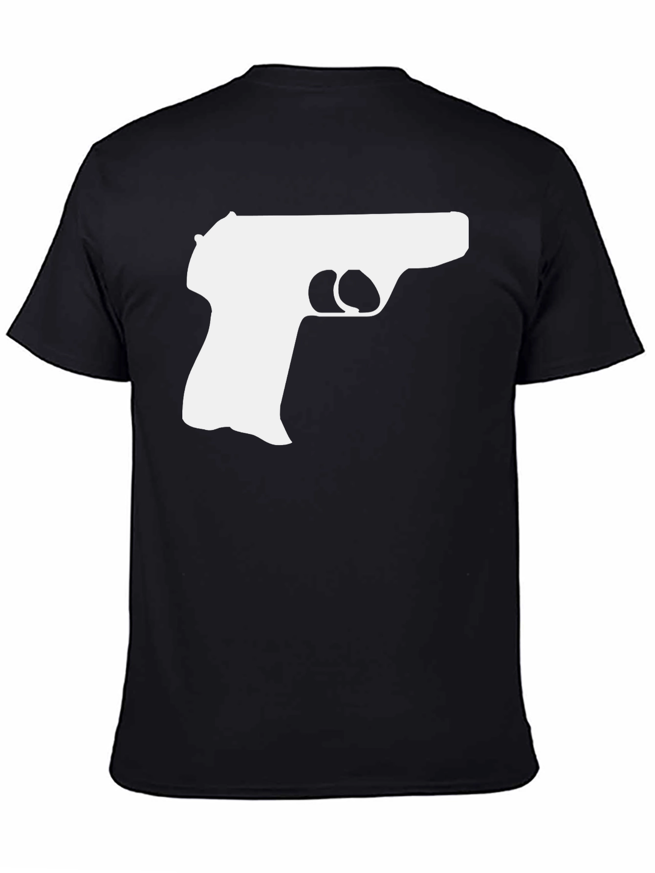 Gun Silhouette Graphic Tee - Black Cotton T-Shirt