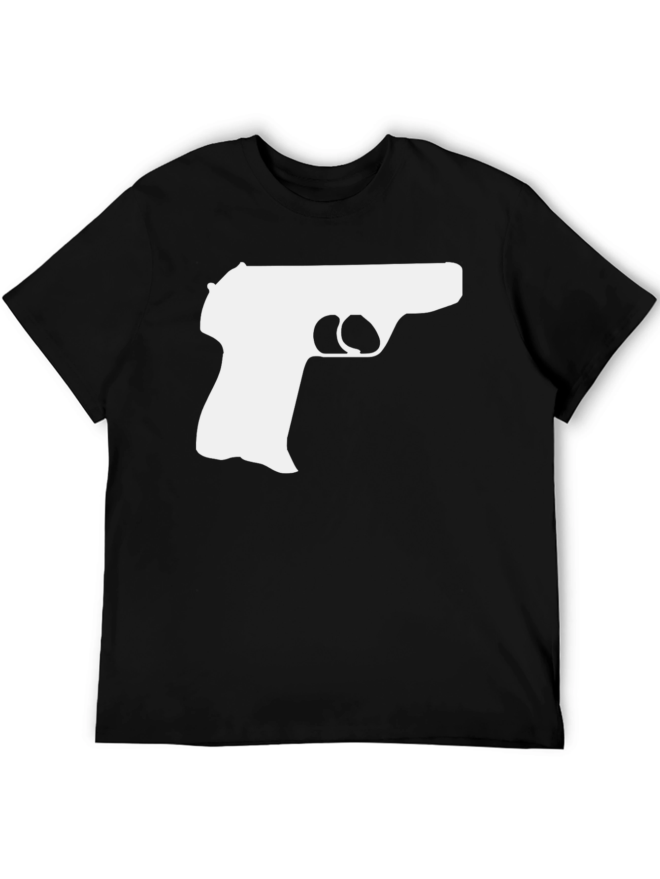 Gun Silhouette Graphic Tee - Black Cotton T-Shirt