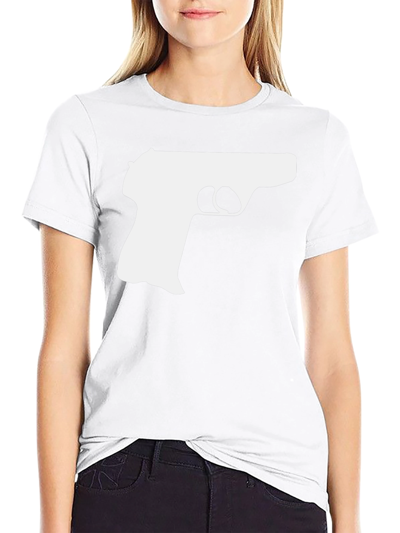 Gun Silhouette Graphic Tee - Black Cotton T-Shirt
