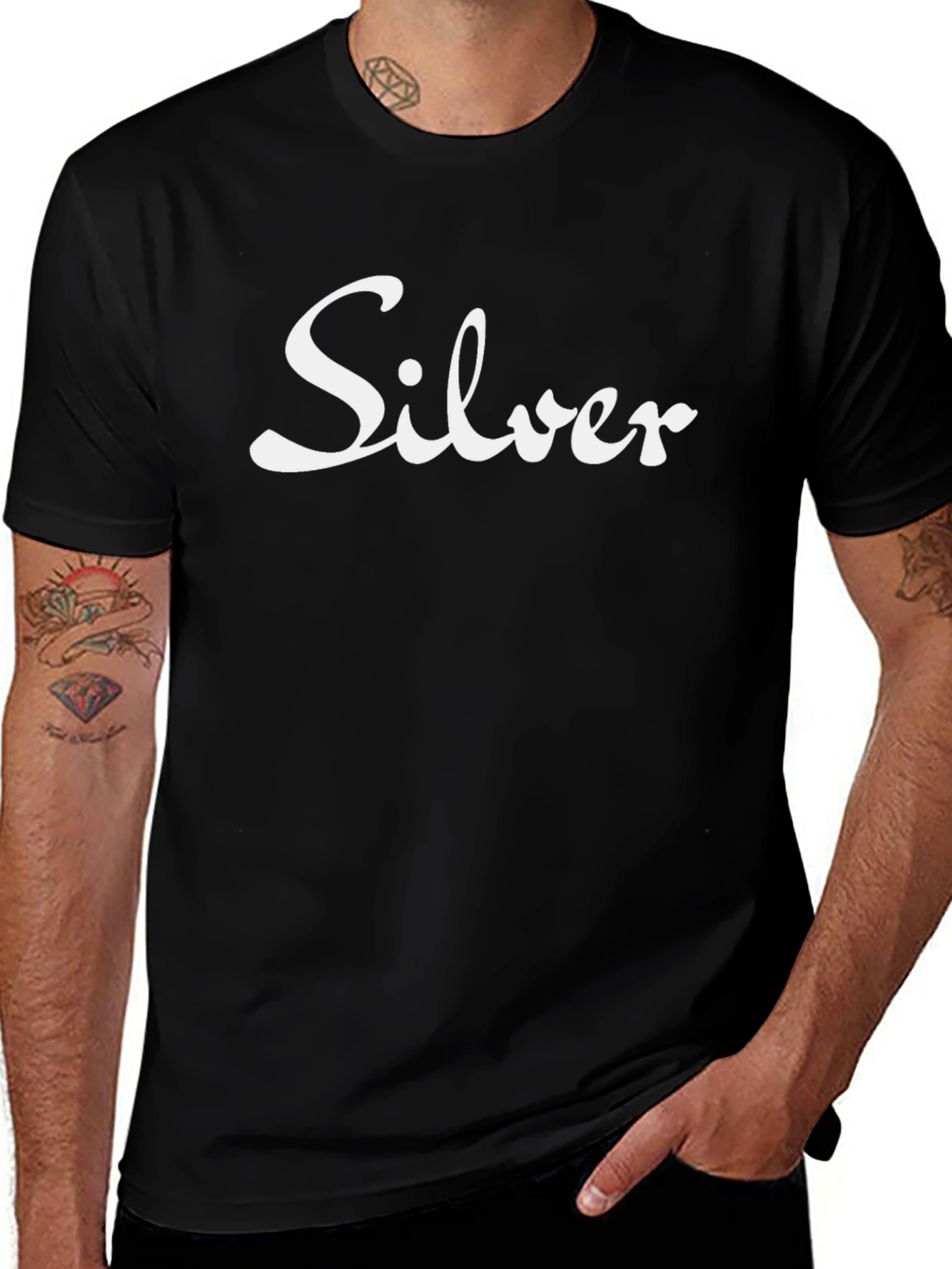 Silver Script Black T-Shirt - Classic Cool!