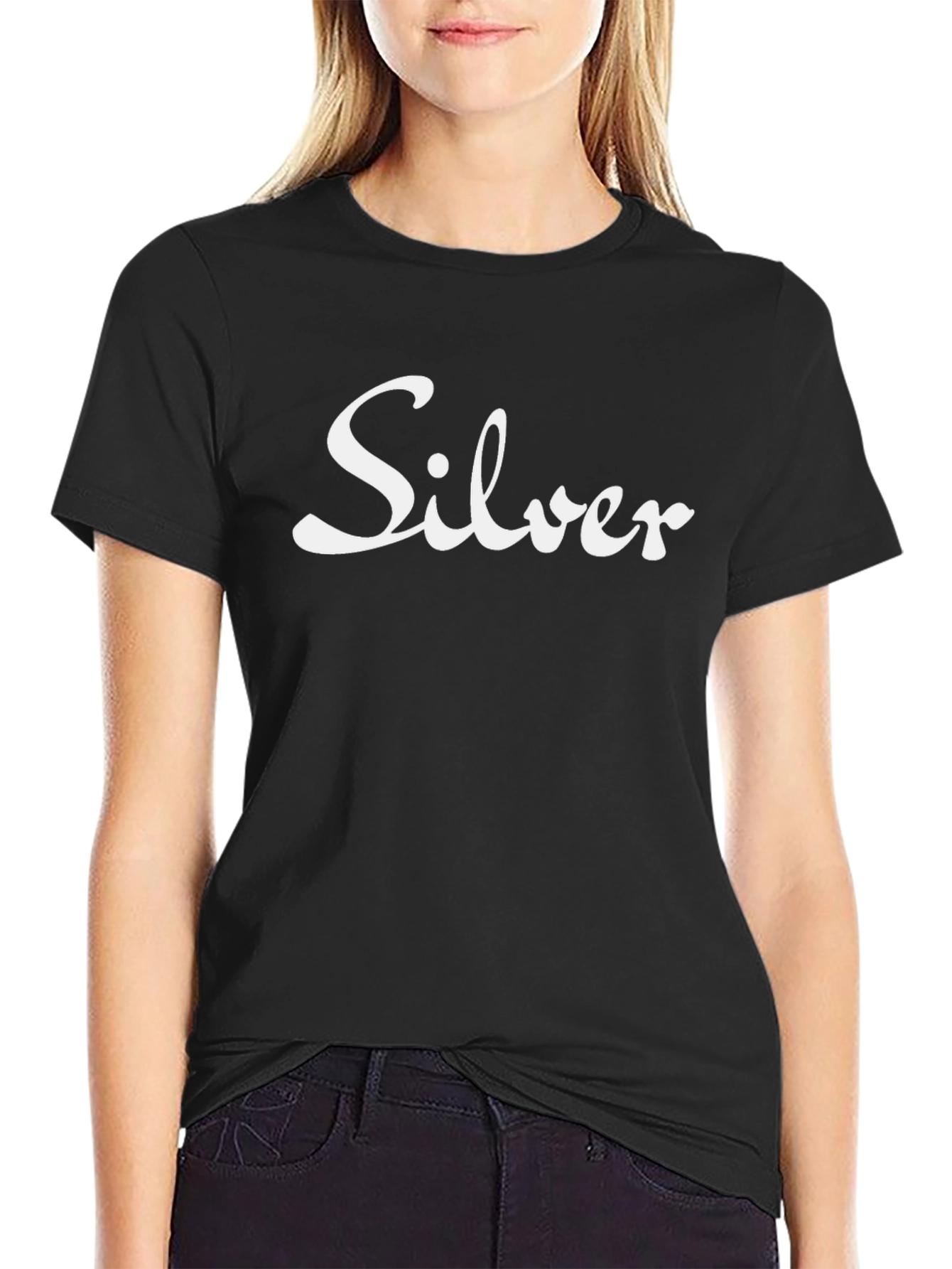 Silver Script Black T-Shirt - Classic Cool!