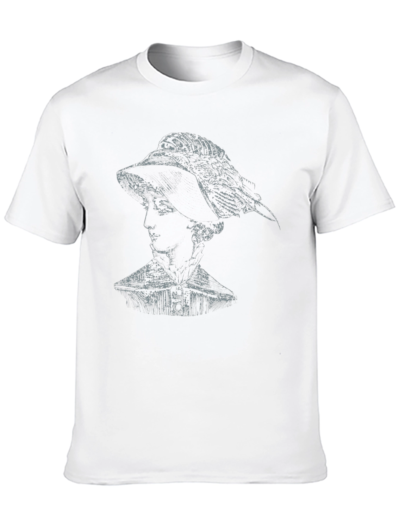 Elegant Woman Portrait Graphic Tee - Black
