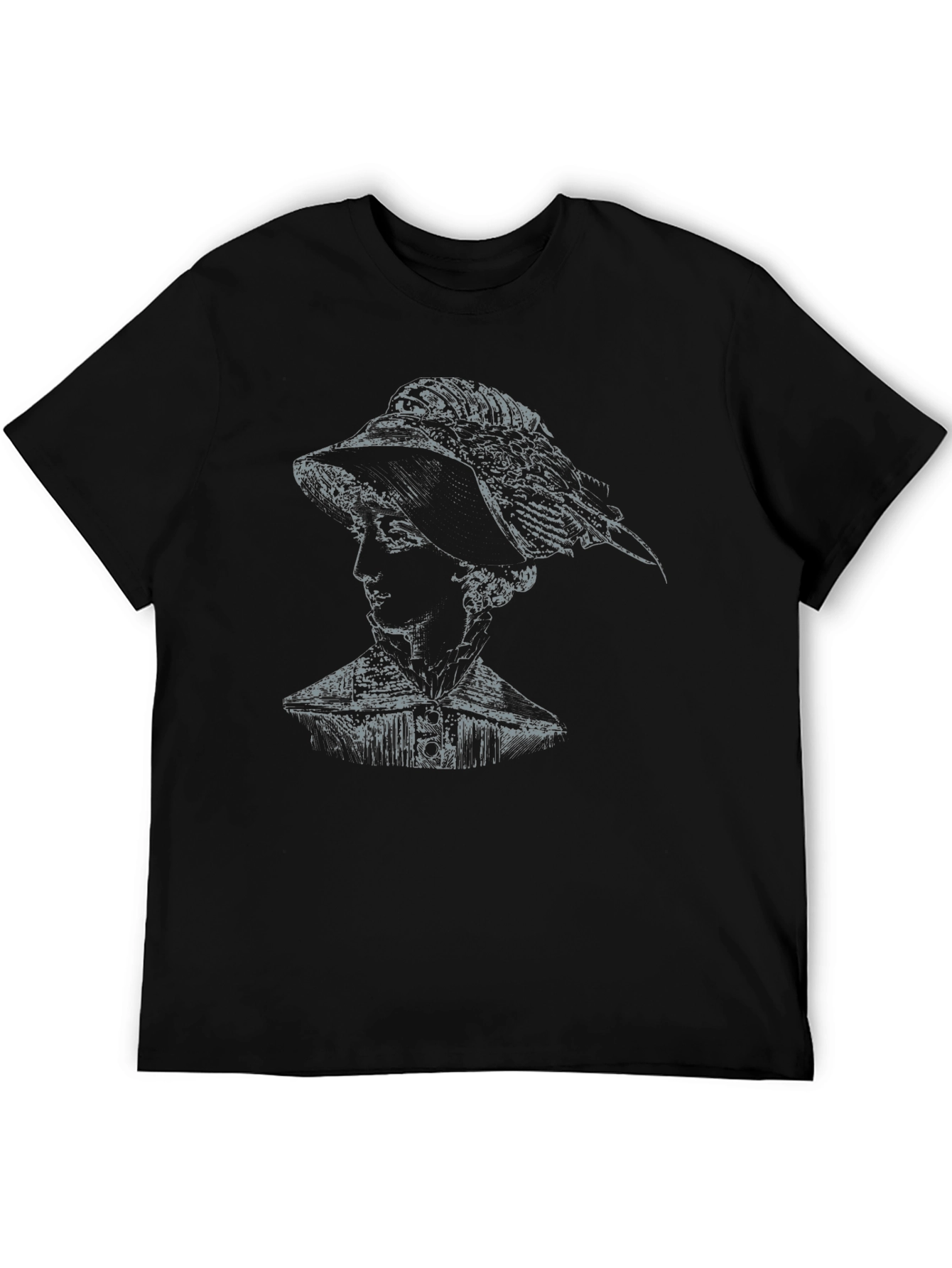 Elegant Woman Portrait Graphic Tee - Black