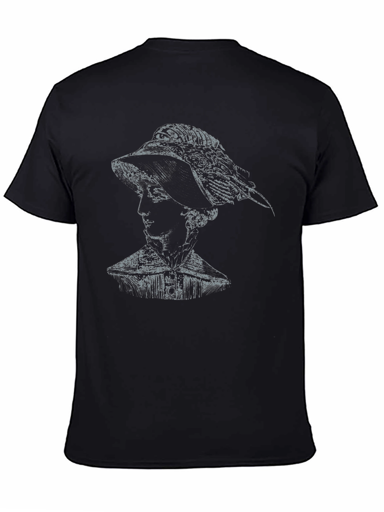 Elegant Woman Portrait Graphic Tee - Black