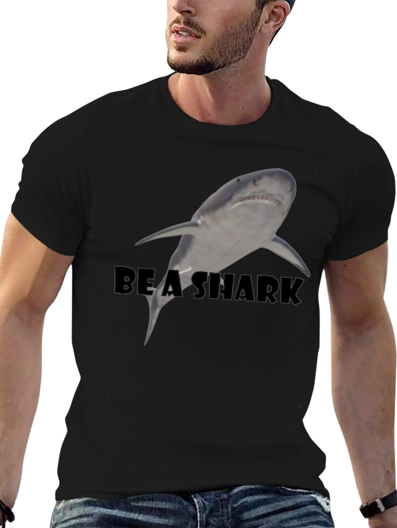 Be A Shark Black Graphic Tee - Mens Fashion