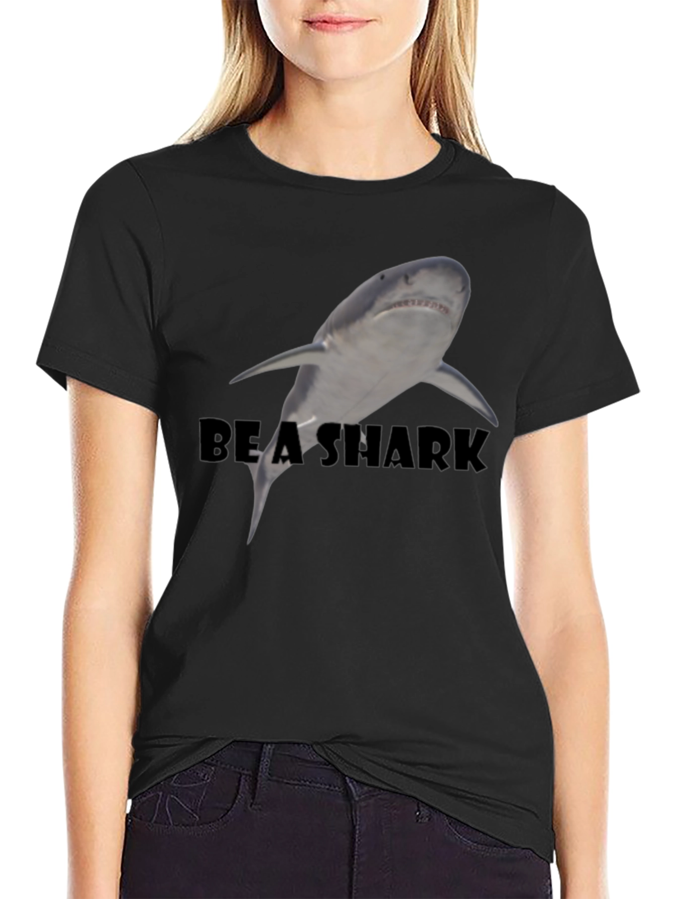 Be A Shark Black Graphic Tee - Mens Fashion