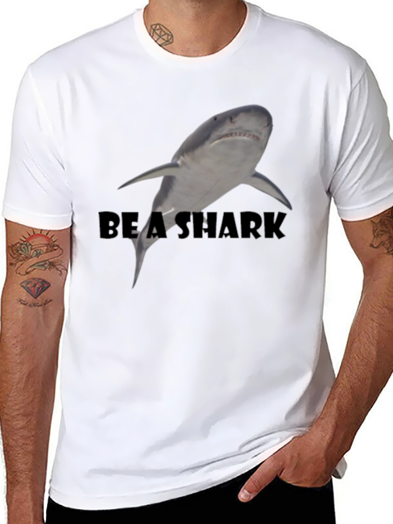Be A Shark Black Graphic Tee - Mens Fashion